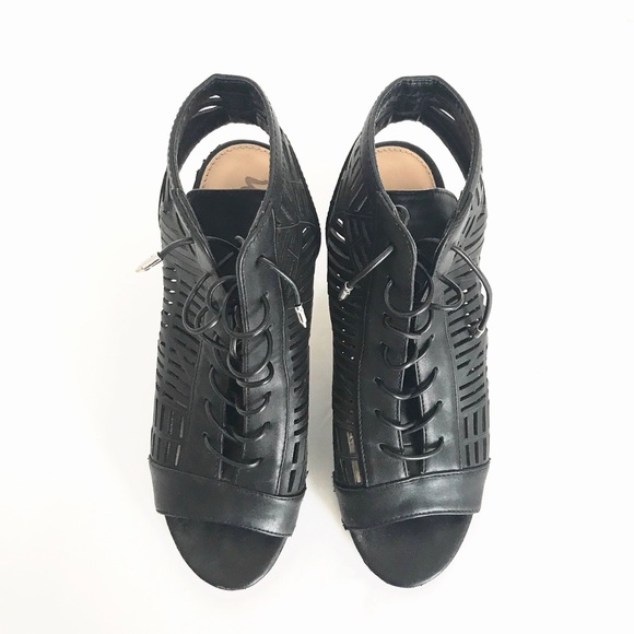 SAM EDELMAN | Lace-up Black Leather Heels (7.5) - Picture 2 of 7